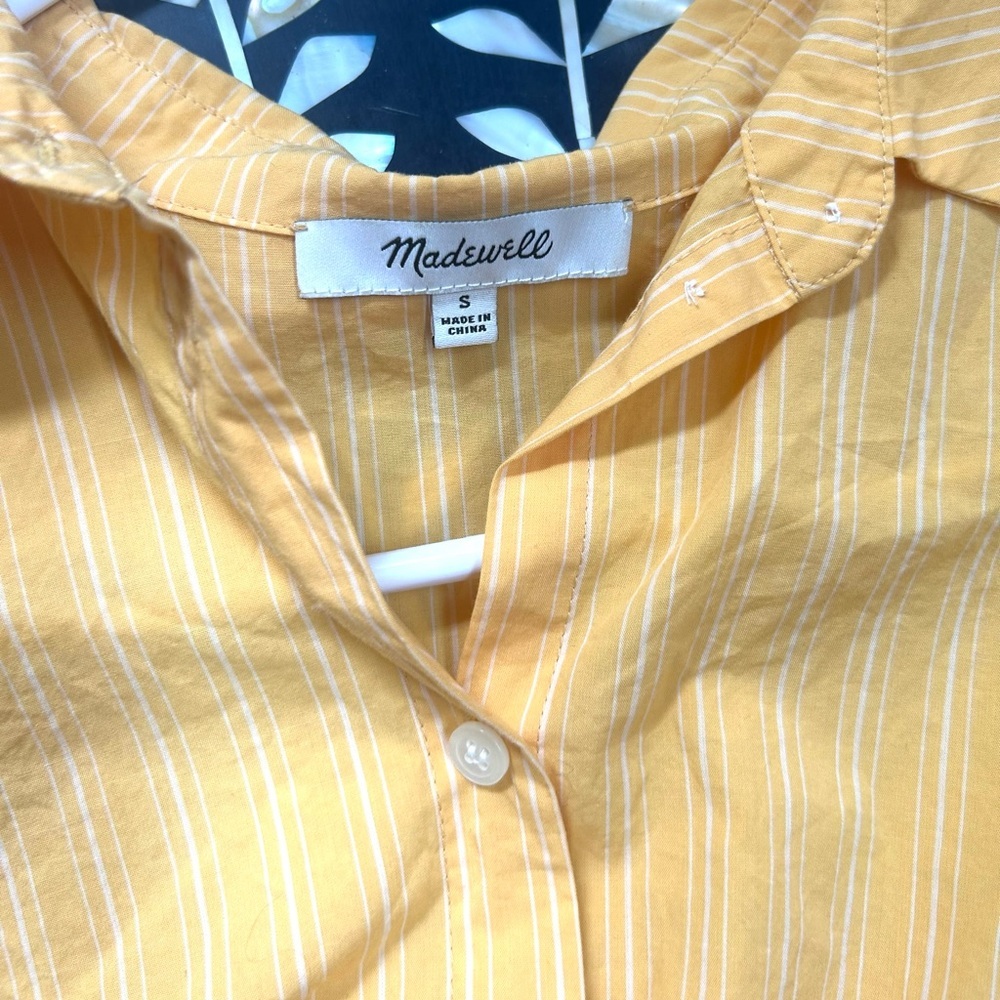 Madewell‎ Yellow Striped Button Down Shirt Top S Summer Wardrobe Minimalist Chic - Picture 6 of 9